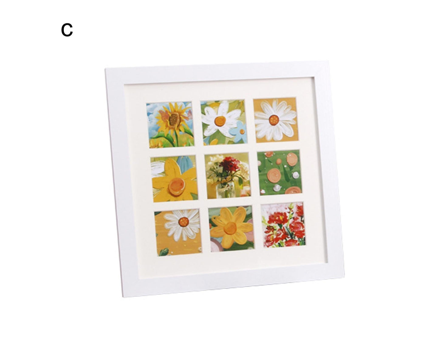 1 Set Painting Frame Not Easily Deformed Sturdy Square 4/9 Grids Picture Display Stands Home Supply - White V1263-JX-2507