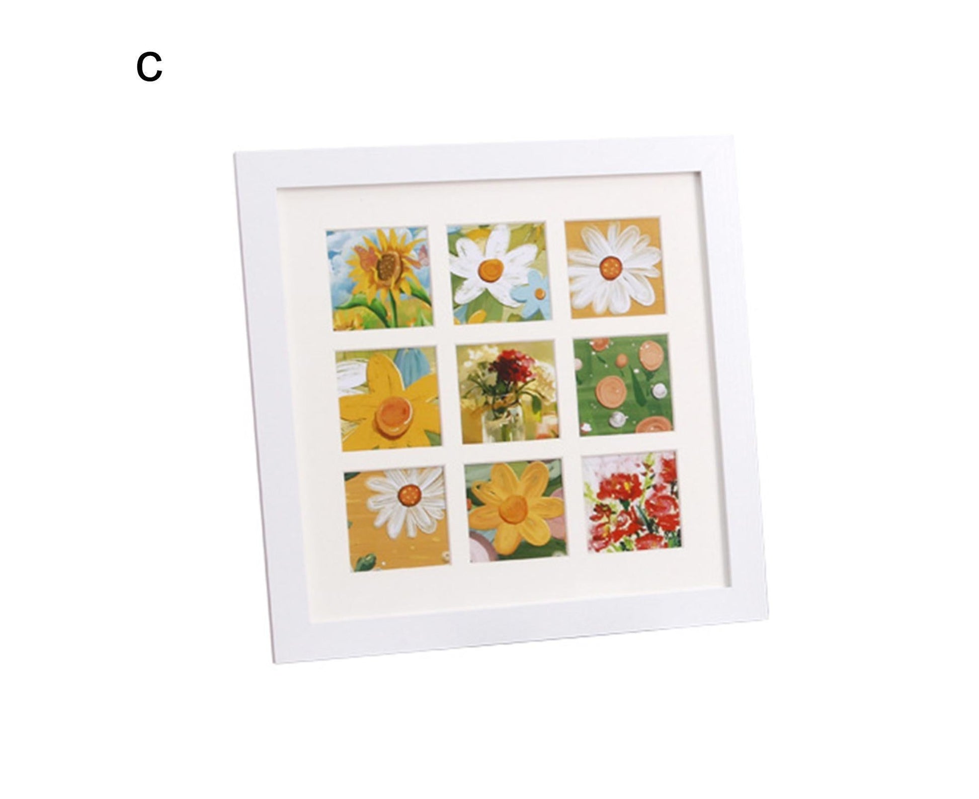 1 Set Painting Frame Not Easily Deformed Sturdy Square 4/9 Grids Picture Display Stands Home Supply - White V1263-JX-2507
