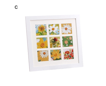 1 Set Painting Frame Not Easily Deformed Sturdy Square 4/9 Grids Picture Display Stands Home Supply - White V1263-JX-2507