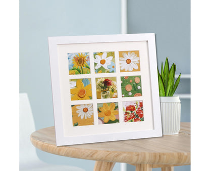 1 Set Painting Frame Not Easily Deformed Sturdy Square 4/9 Grids Picture Display Stands Home Supply - White V1263-JX-2507