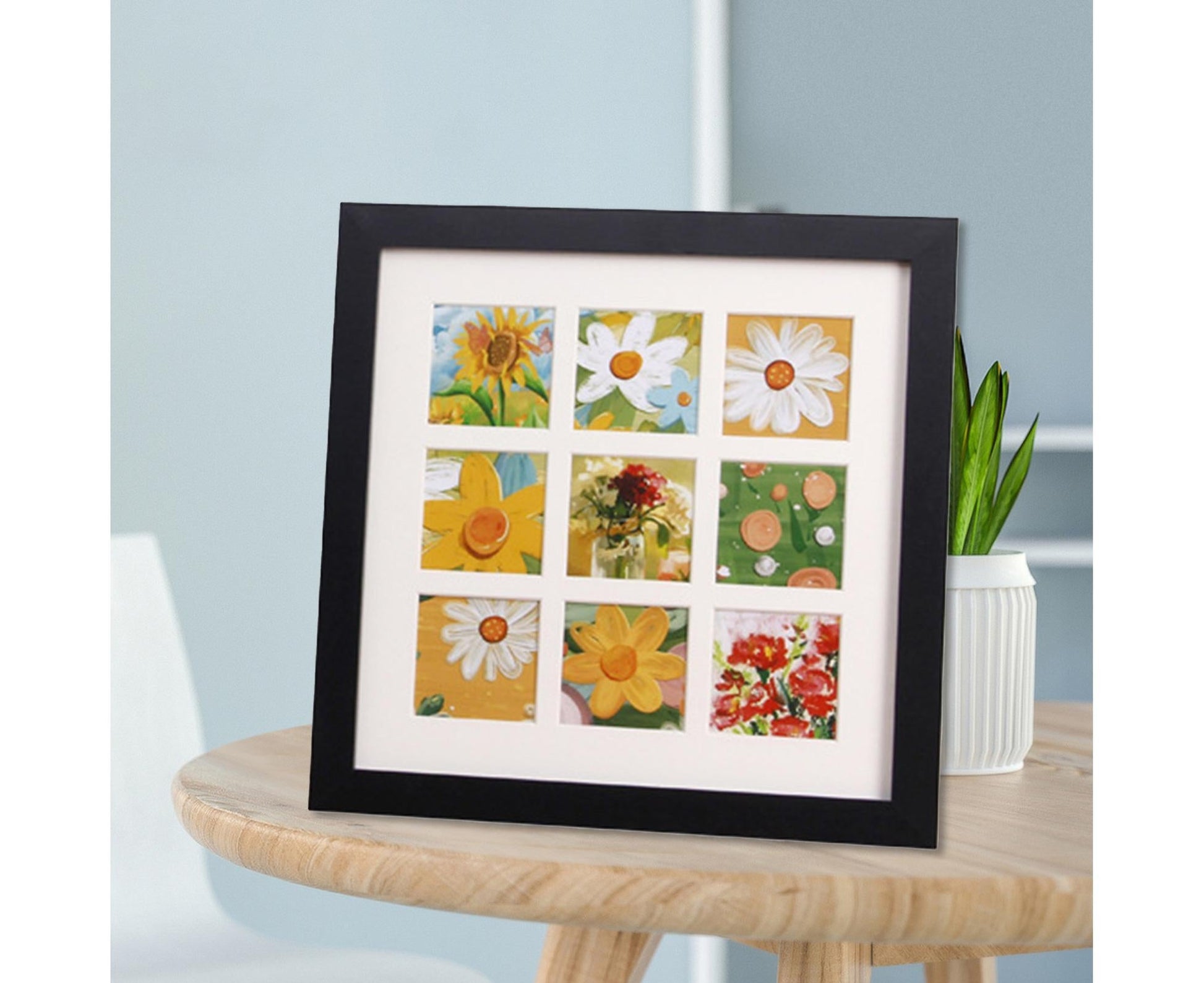 1 Set Painting Frame Not Easily Deformed Sturdy Square 4/9 Grids Picture Display Stands Home Supplylack V1263-JX-2508