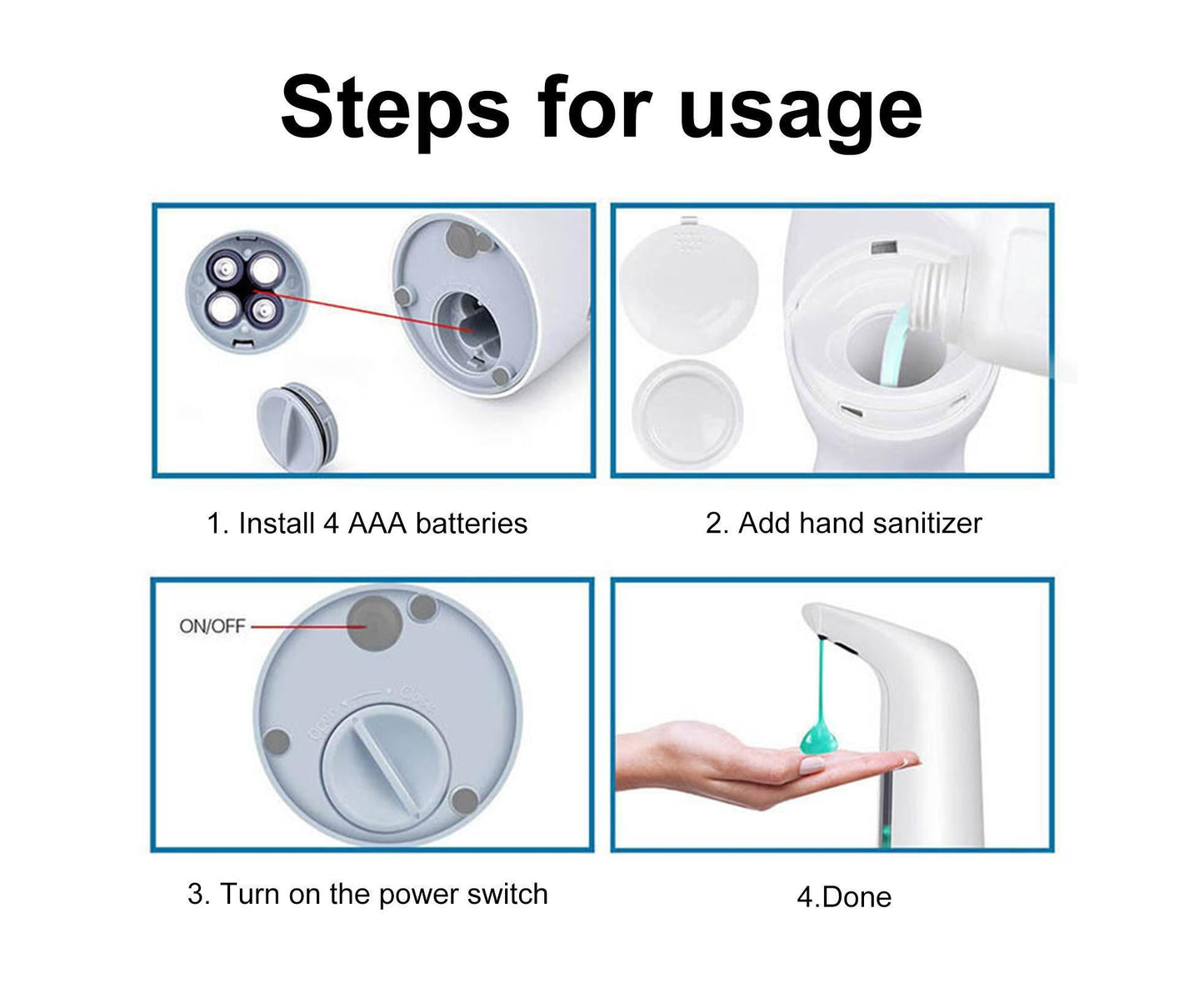200ml Automatic Sanitizer Dispenser Quick Response Sensitive Hands Free Electric Large Capacity Dispense Soap V1263-JX-2512