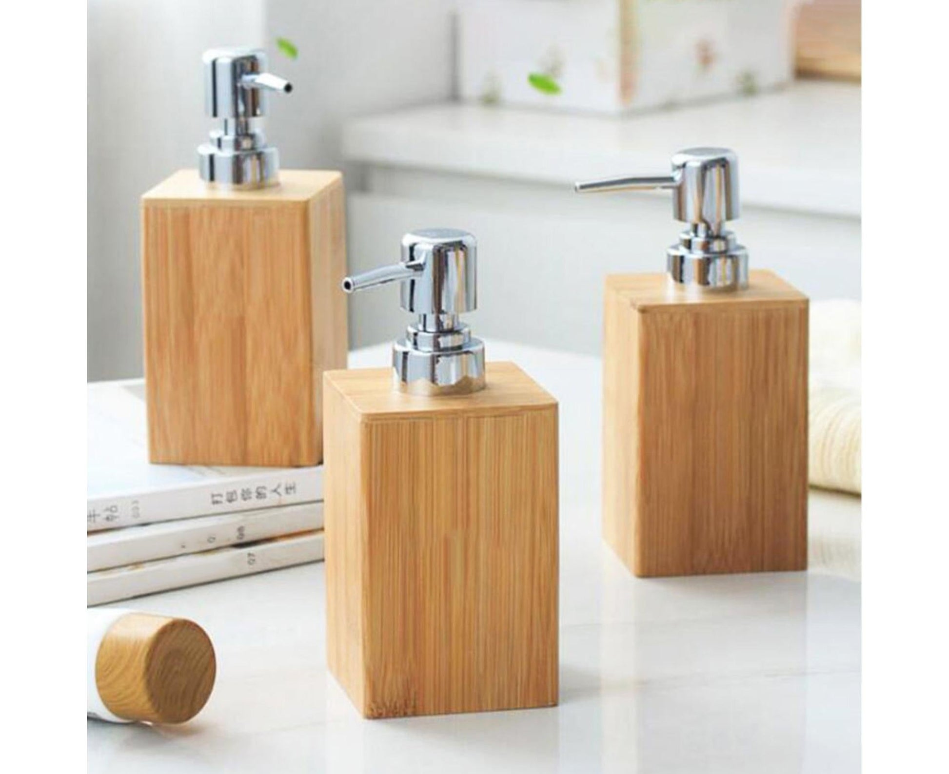 280ml Refillable Shampoo Liquid Soap Dispenser Empty Sub-bottling Storage Container Wooden Color Pump Design V1263-JX-2514