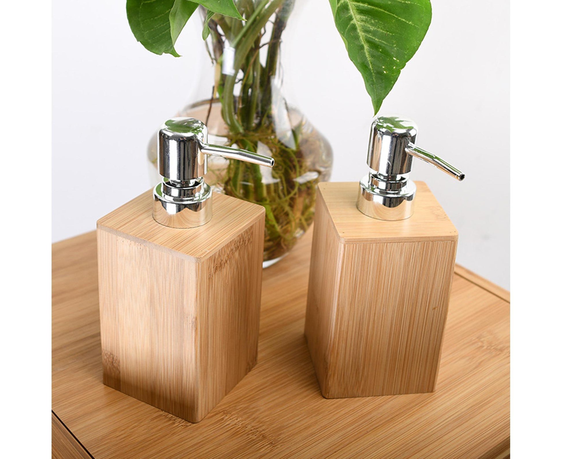 280ml Refillable Shampoo Liquid Soap Dispenser Empty Sub-bottling Storage Container Wooden Color Pump Design V1263-JX-2514