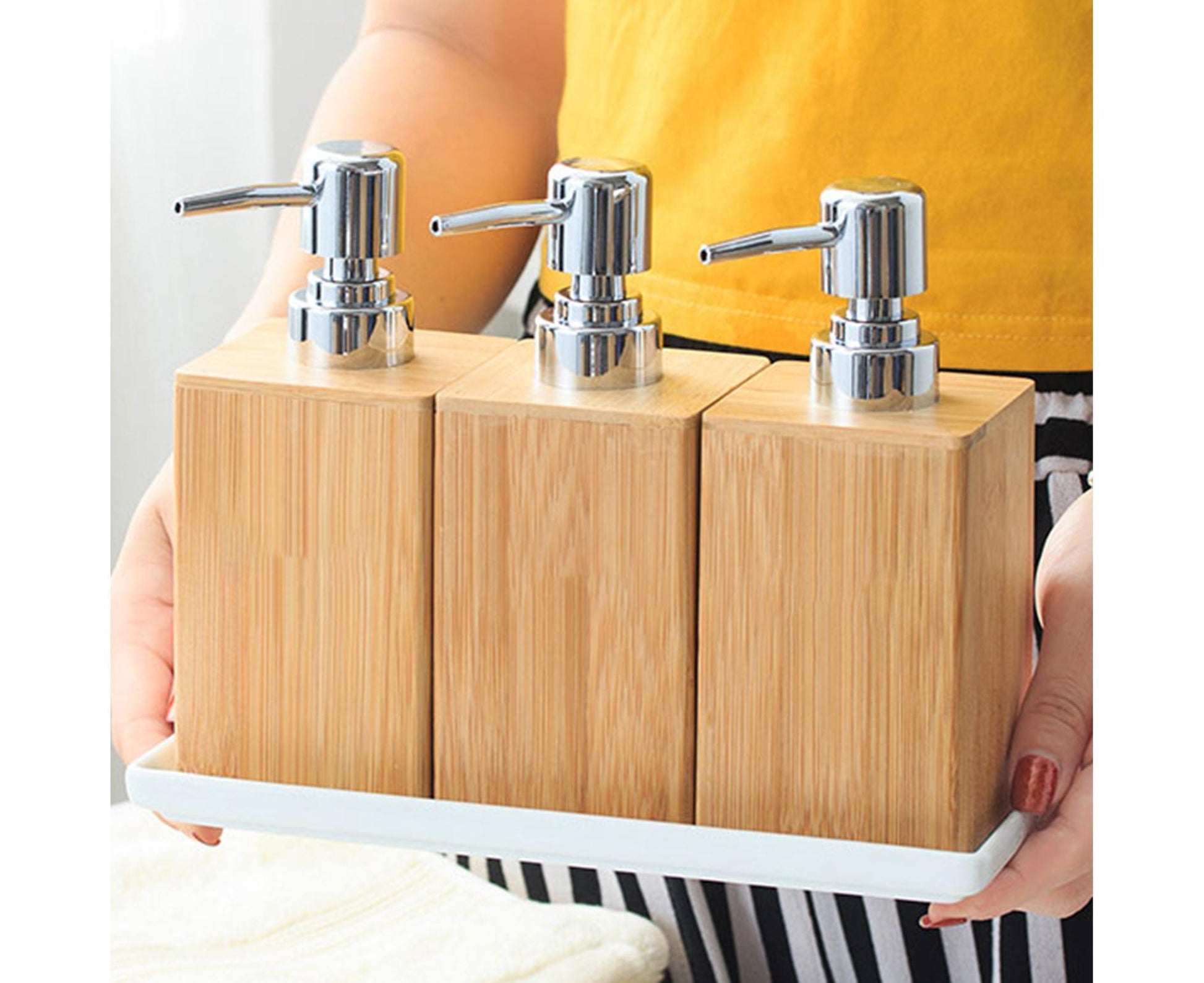 280ml Refillable Shampoo Liquid Soap Dispenser Empty Sub-bottling Storage Container Wooden Color Pump Design V1263-JX-2514