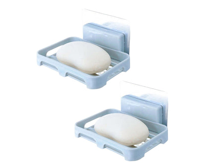 2Pcs/Set Soap Box No Drilling Easy to Install Ventilated Drained Wall Mounted Shower Soap Holder for V1263-JX-2517