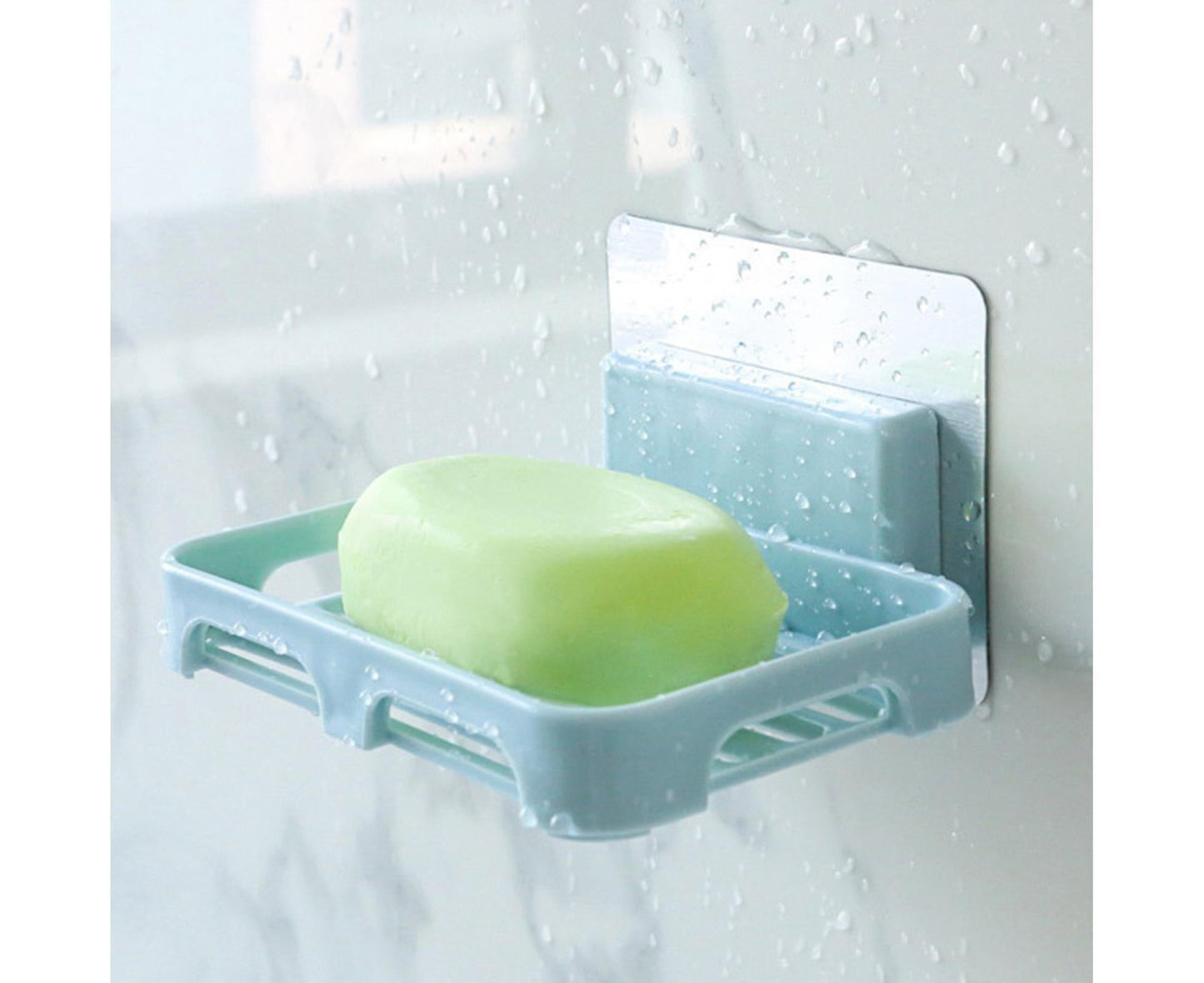 2Pcs/Set Soap Box No Drilling Easy to Install Ventilated Drained Wall Mounted Shower Soap Holder for V1263-JX-2517
