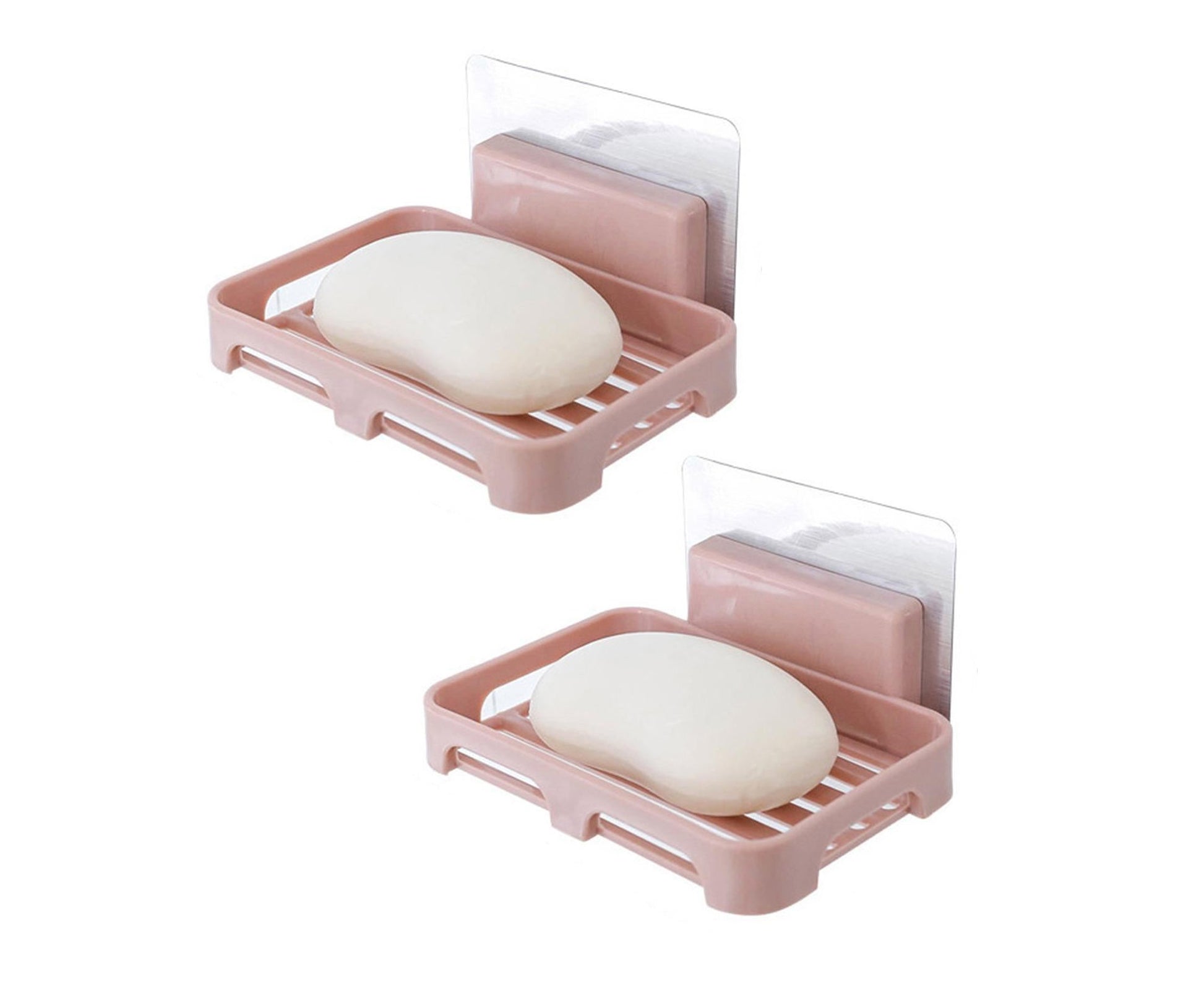 2Pcs/Set Soap Box No Drilling Easy to Install Ventilated Drained Wall Mounted Shower Soap Holder for V1263-JX-2518