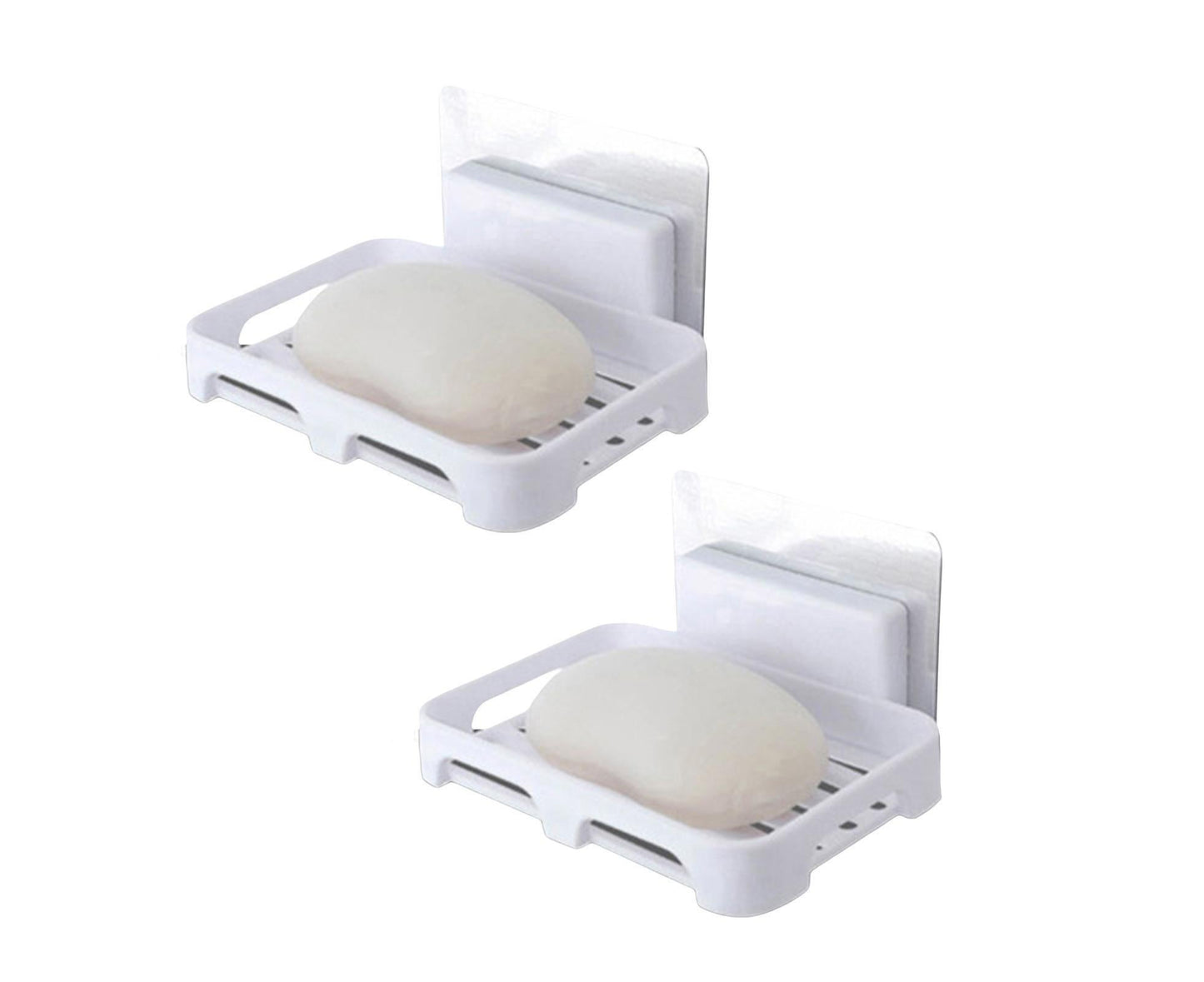 2Pcs/Set Soap Box No Drilling Easy to Install Ventilated Drained Wall Mounted Shower Soap Holder for V1263-JX-2519