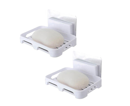 2Pcs/Set Soap Box No Drilling Easy to Install Ventilated Drained Wall Mounted Shower Soap Holder for V1263-JX-2519