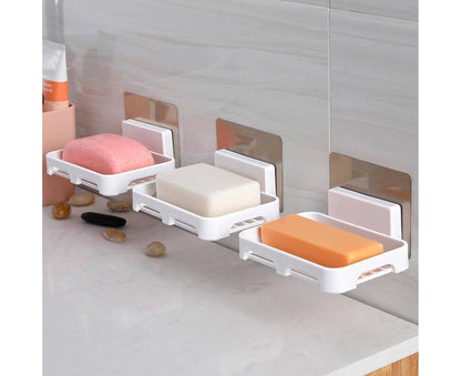 2Pcs/Set Soap Box No Drilling Easy to Install Ventilated Drained Wall Mounted Shower Soap Holder for V1263-JX-2519