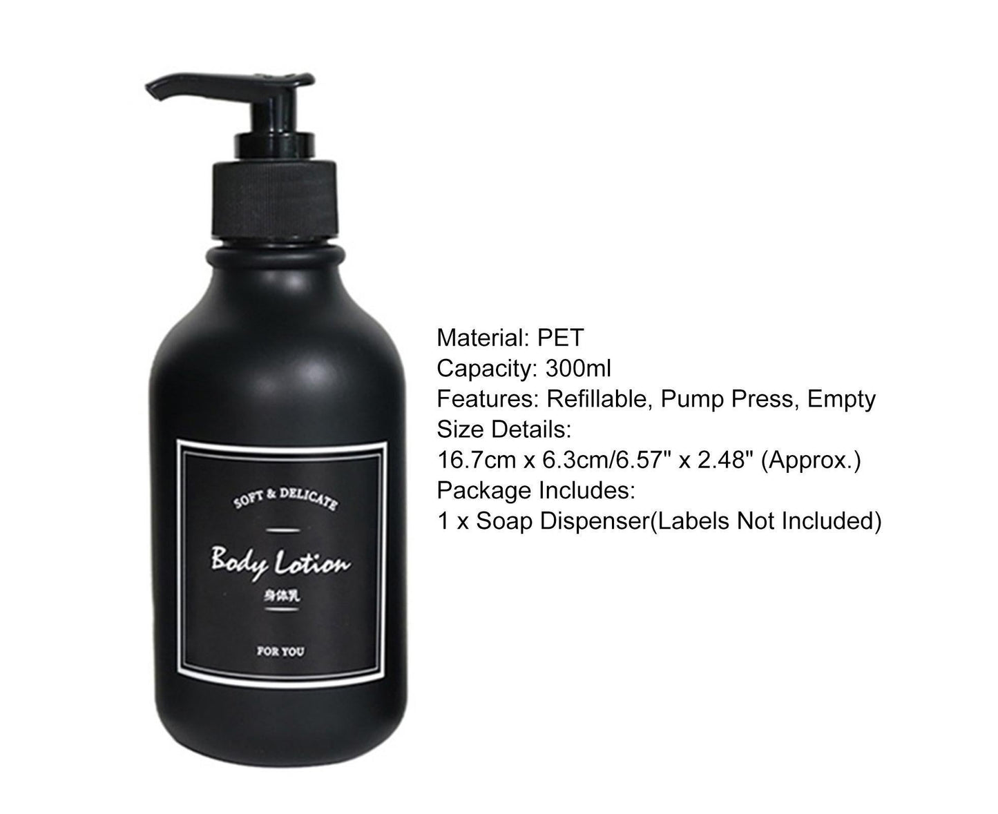 300ml Soap Dispenser Leak-proof Squeezable PET Pump Empty Shower Gel Bottle for Travel V1263-JX-2529