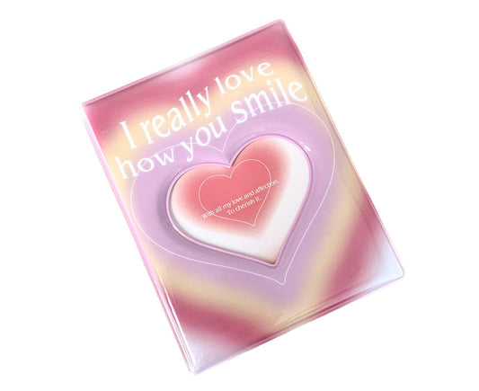 3-inch Photo Album Plastic Sealed Single Compartment Heart Pattern Black Pink Postcard Cinema Ticket Album V1263-JX-2533
