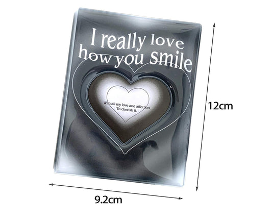 3-inch Photo Album Plastic Sealed Single Compartment Heart Pattern Black Pink Postcard Cinema Ticket Album V1263-JX-2533