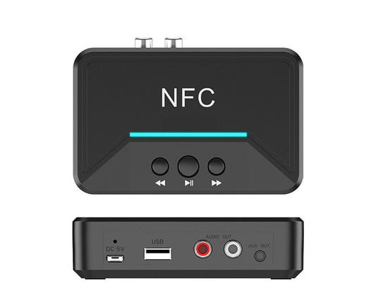 Car Wireless NFC Bluetooth-compatible 5.0 Receiver AV AUX HiFi Stereo Audio Music Adapter - Black V1263-JX-254
