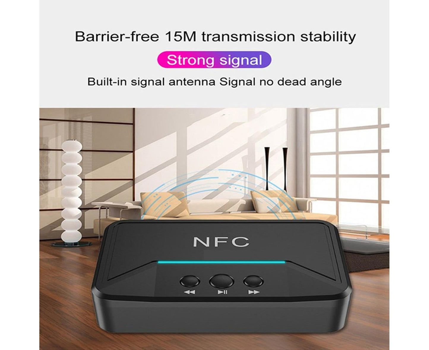 Car Wireless NFC Bluetooth-compatible 5.0 Receiver AV AUX HiFi Stereo Audio Music Adapter - Black V1263-JX-254