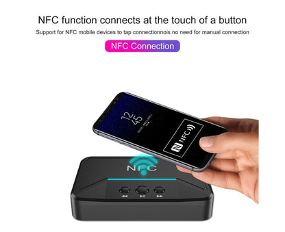 Car Wireless NFC Bluetooth-compatible 5.0 Receiver AV AUX HiFi Stereo Audio Music Adapter - Black V1263-JX-254