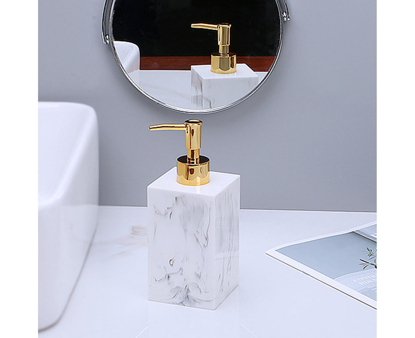500ml Empty Hand Sanitizer Bottle Refillable Versatile Resin Marbling Press Lotion Dispenser for Bathroom V1263-JX-2540
