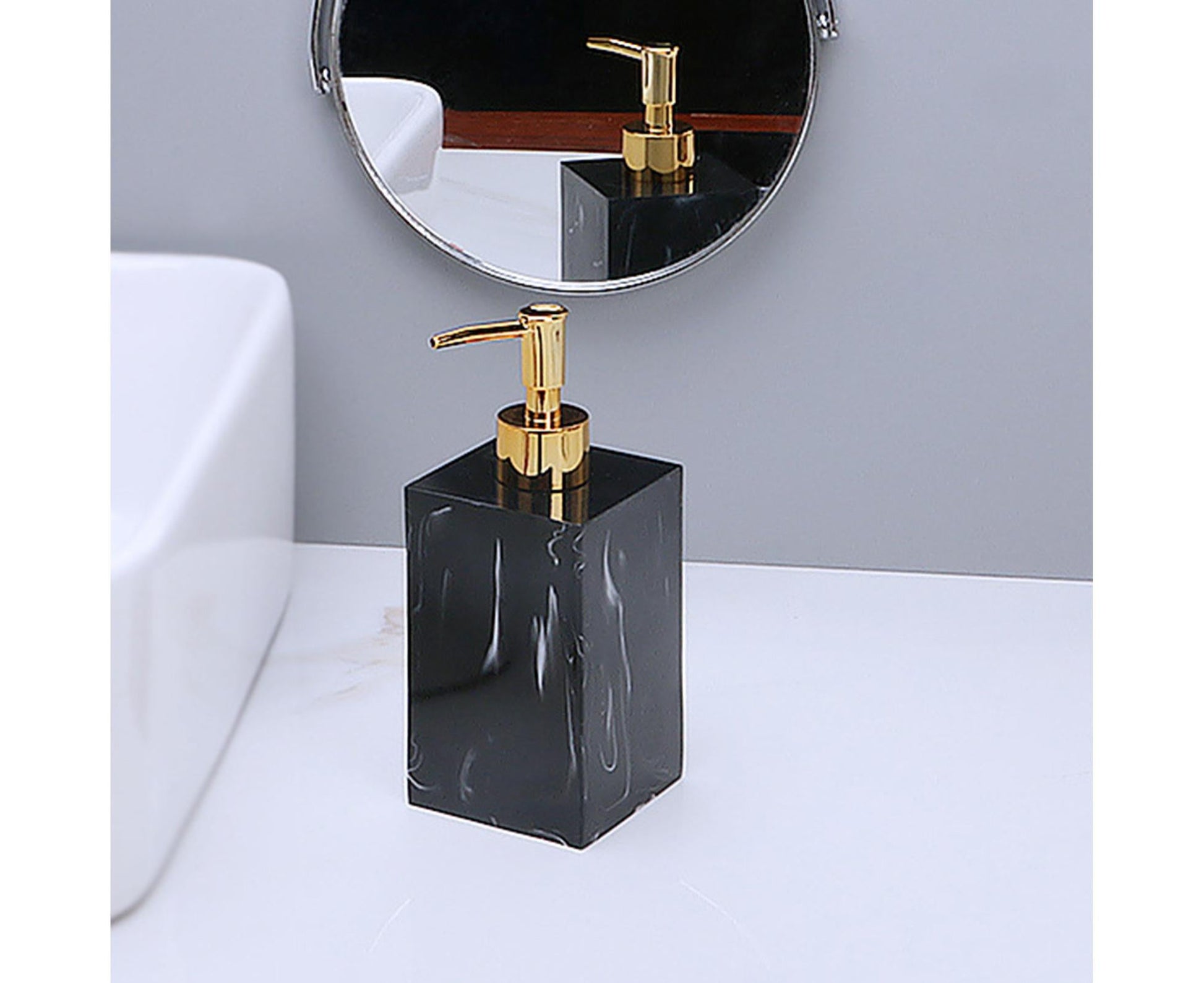 500ml Empty Hand Sanitizer Bottle Refillable Versatile Resin Marbling Press Lotion Dispenser for Bathroom V1263-JX-2541