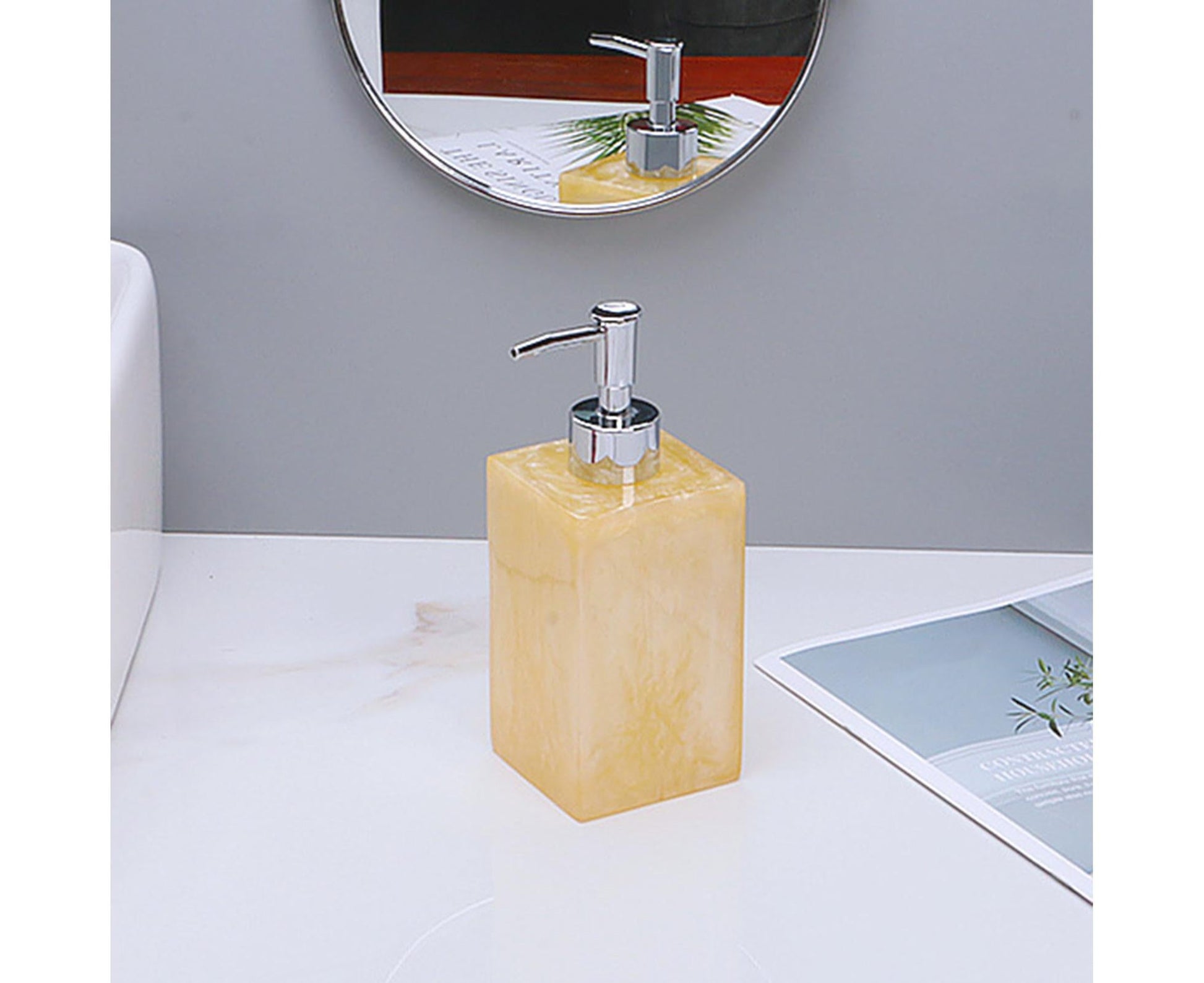 500ml Empty Hand Sanitizer Bottle Refillable Versatile Resin Marbling Press Lotion Dispenser for Bathroom V1263-JX-2542