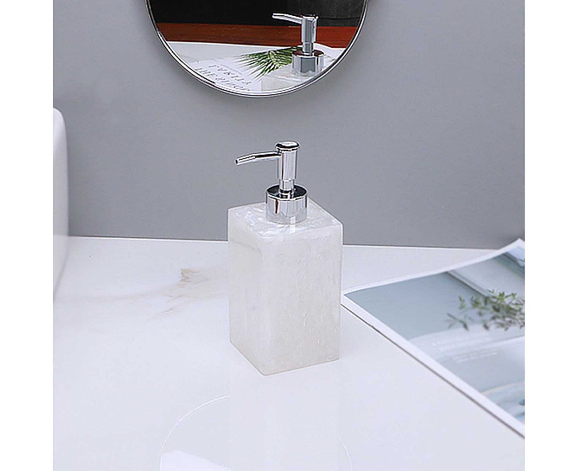 500ml Empty Hand Sanitizer Bottle Refillable Versatile Resin Marbling Press Lotion Dispenser for Bathroom V1263-JX-2543
