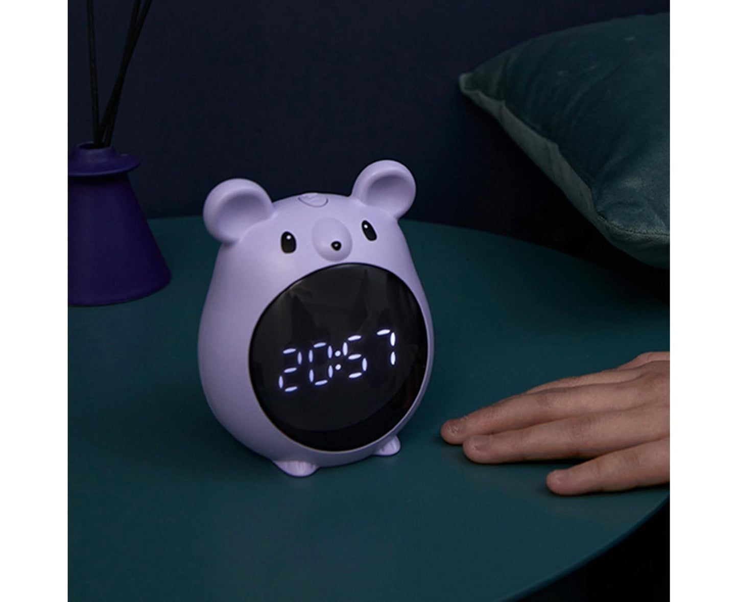 Alarm Clock Cartoon Large Screen Mouse Shape Rechargeable Time for Home - Blue V1263-JX-255