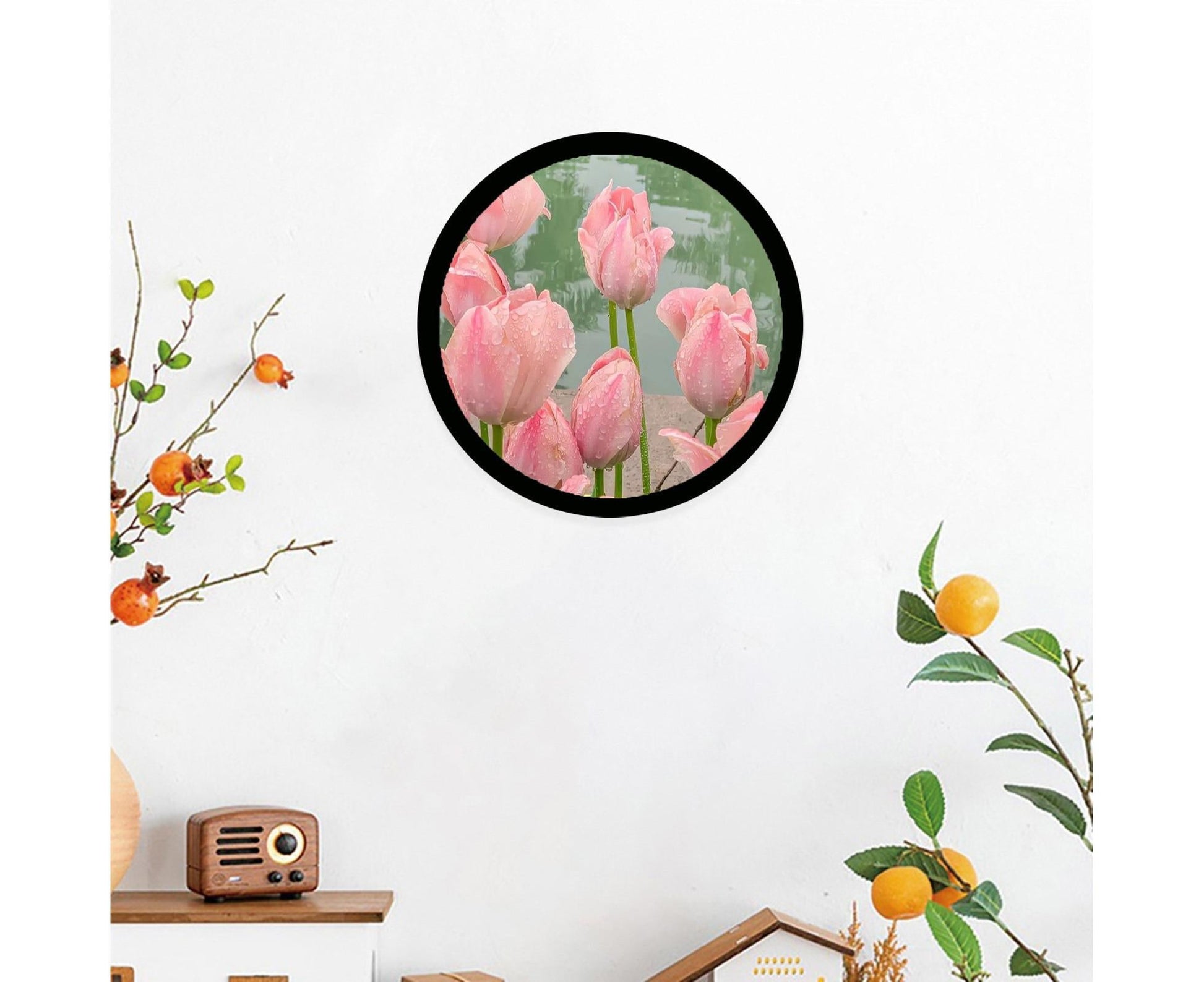 6inch Photo Frame Smooth Surface Fine Workmanship Round Wall Mounted Picture Storage Holder Home Supply - V1263-JX-2551