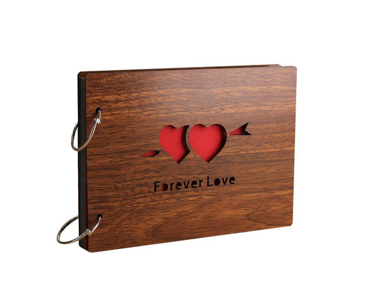 8 inch Vintage Wood Cover Photo Album Book Black Pages Anniversary Scrapbook V1263-JX-2553