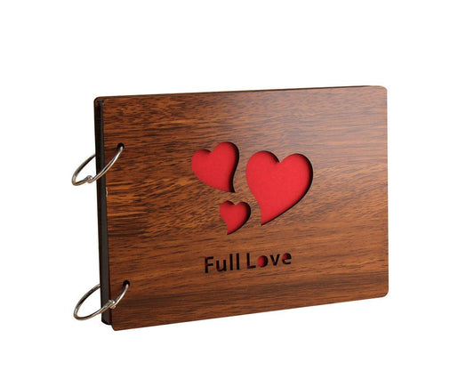 8 inch Vintage Wood Cover Photo Album Book Black Pages Anniversary Scrapbook V1263-JX-2554