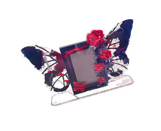 Acrylic Photocard Holder Rose Lily Flower Theme Heavy Duty Standing Mini Photo Stand Picture Display Frame V1263-JX-2562