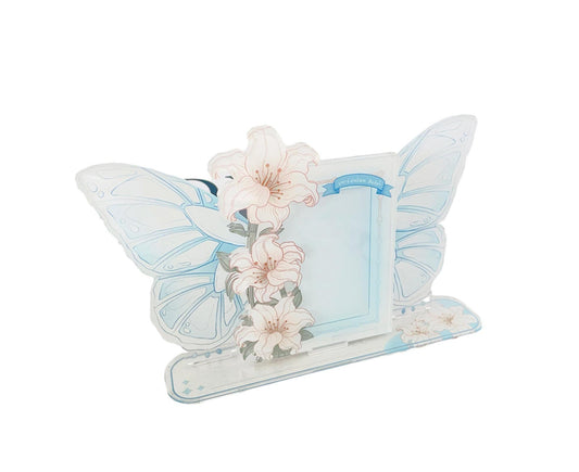 Acrylic Photocard Holder Rose Lily Flower Theme Heavy Duty Standing Mini Photo Stand Picture Display Frame V1263-JX-2563