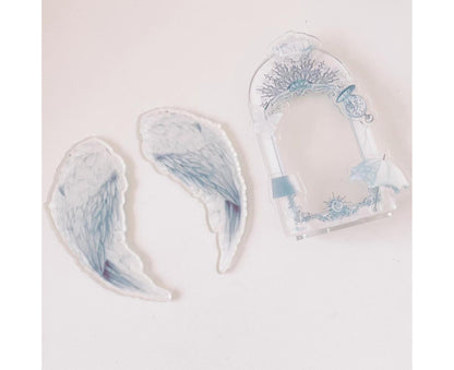 Acrylic Photo Frame Creative Devil Wings Replaceable Album Postcard DIY Storing Desktop Display White/Black 3 V1263-JX-2565