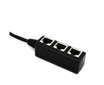 Ethernet Network RJ45 1 Male to 3 Female Connector Splitter Converter Cable - Black V1263-JX-258