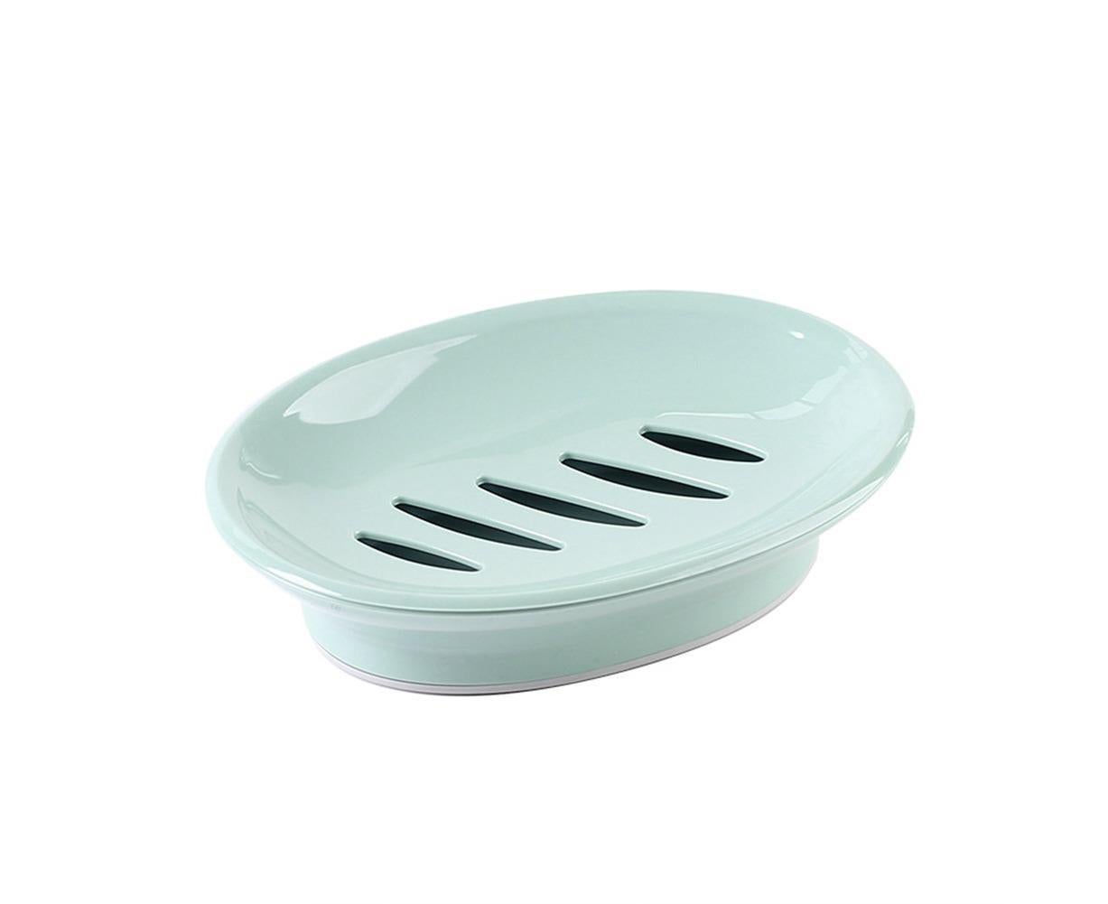 Double Layers Oval Soap Storage Holder Box Stand Kitchen Bathroom Accessories-Green V1263-JX-2592