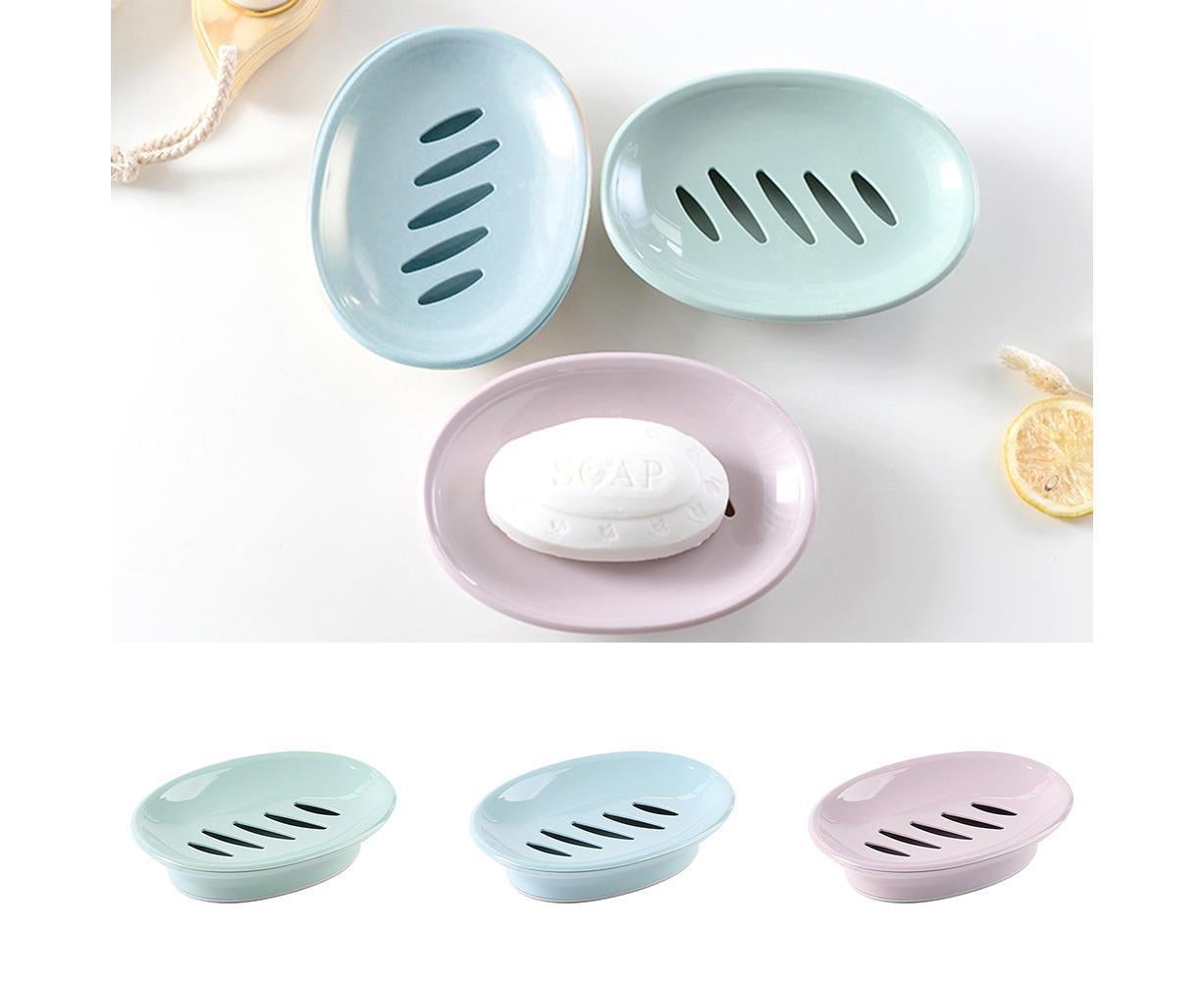 Double Layers Oval Soap Storage Holder Box Stand Kitchen Bathroom Accessories-Green V1263-JX-2592