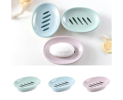 Double Layers Oval Soap Storage Holder Box Stand Kitchen Bathroom Accessories-Green V1263-JX-2592