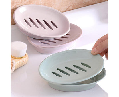 Double Layers Oval Soap Storage Holder Box Stand Kitchen Bathroom Accessories-Green V1263-JX-2592