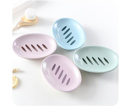 Double Layers Oval Soap Storage Holder Box Stand Kitchen Bathroom Accessories-Green V1263-JX-2592