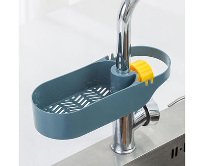 Drain Basket Multi-use Hollow Plastic Creative Soap Sponge Sink Rack Holder for Kitchen-Blue V1263-JX-2593