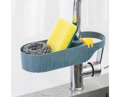 Drain Basket Multi-use Hollow Plastic Creative Soap Sponge Sink Rack Holder for Kitchen-Blue V1263-JX-2593