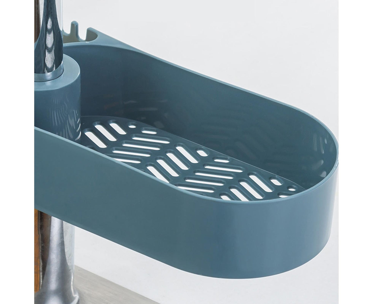 Drain Basket Multi-use Hollow Plastic Creative Soap Sponge Sink Rack Holder for Kitchen-Blue V1263-JX-2593