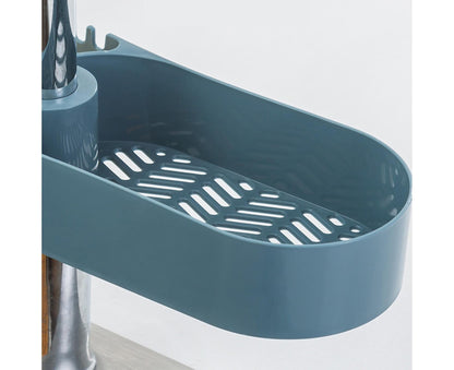 Drain Basket Multi-use Hollow Plastic Creative Soap Sponge Sink Rack Holder for Kitchen-Blue V1263-JX-2593