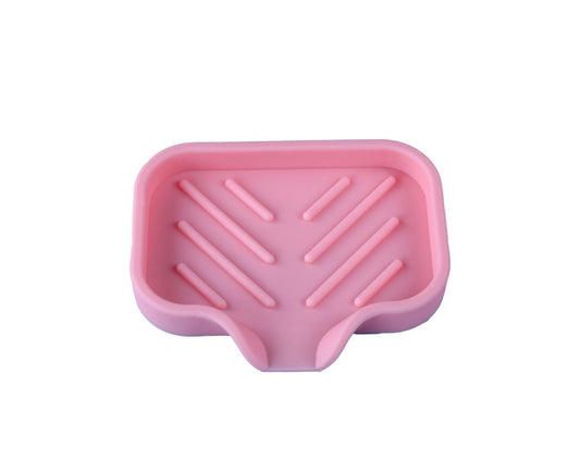 Drainable Soap Dish Non-slip Reliable Flow Guide Type Soap Box Bathroom Accessories-Pink V1263-JX-2594
