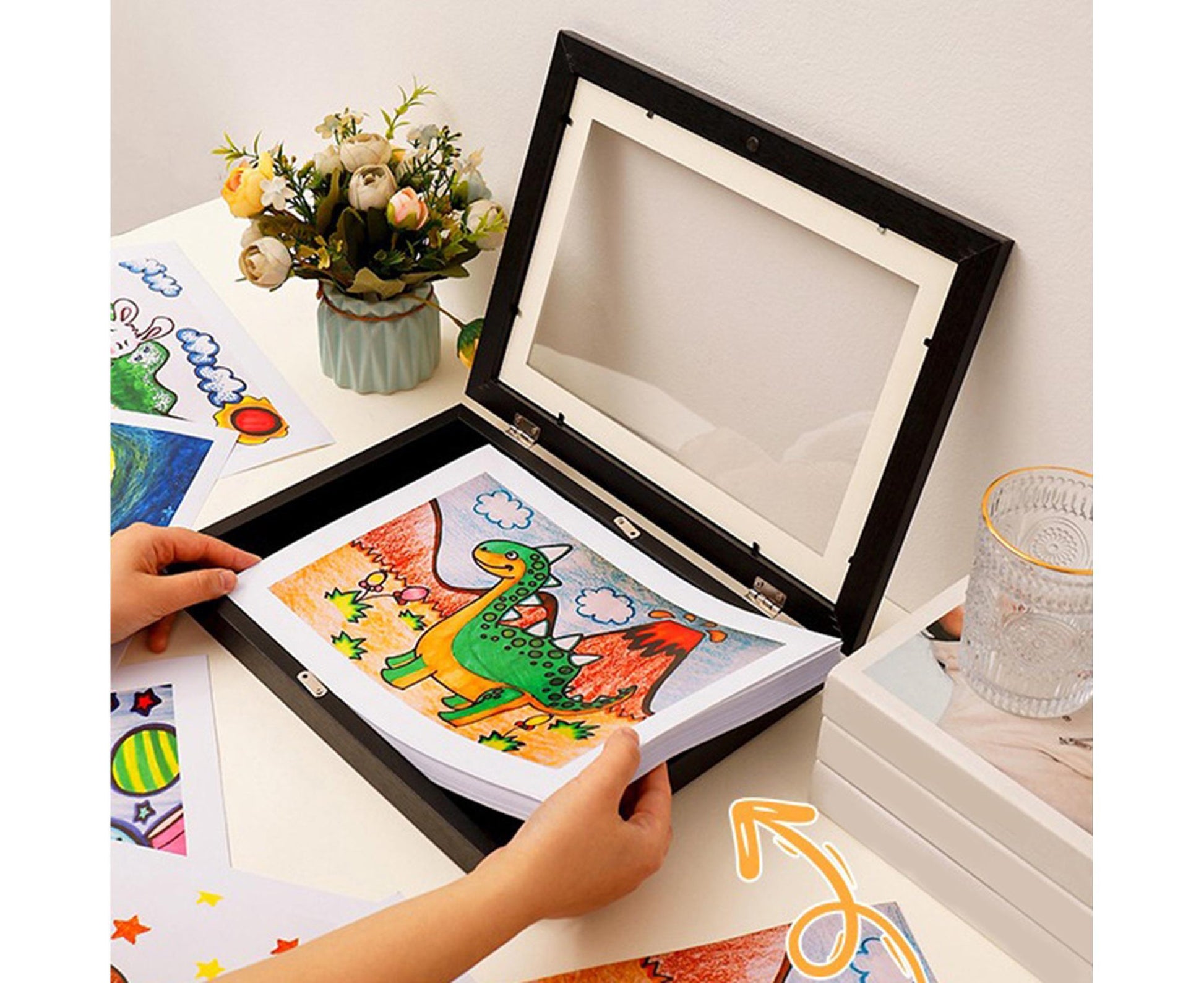 Flip Photo Frame Front Opening Picture Display Artwork Easy to Use Versatile Design Picture Display Stands - V1263-JX-2597