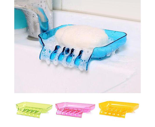 Kitchen Basin Sink Soap Dish Tray Water Draining Holder Suction Cup Bathroom Box-Pink V1263-JX-2604
