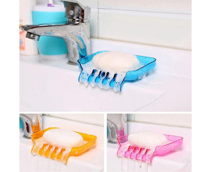 Kitchen Basin Sink Soap Dish Tray Water Draining Holder Suction Cup Bathroom Box-Pink V1263-JX-2604