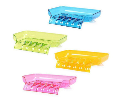 Kitchen Basin Sink Soap Dish Tray Water Draining Holder Suction Cup Bathroom Box-Pink V1263-JX-2604