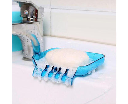 Kitchen Basin Sink Soap Dish Tray Water Draining Holder Suction Cup Bathroom Box-Pink V1263-JX-2604