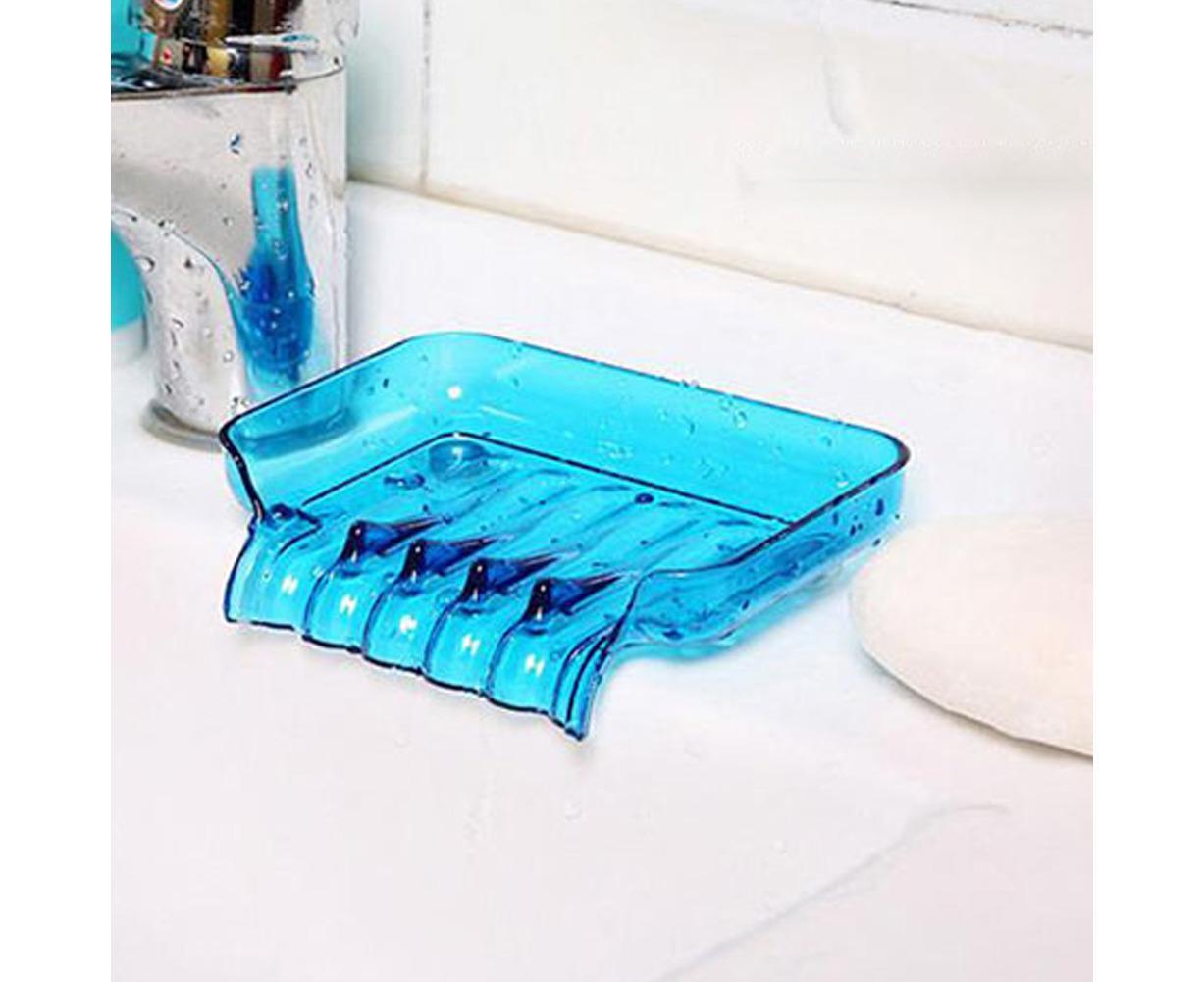 Kitchen Basin Sink Soap Dish Tray Water Draining Holder Suction Cup Bathroom Box-Pink V1263-JX-2604