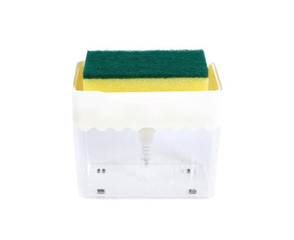 Kitchen Soap Dishwashing Detergent Press Dispenser Sponge Cleaning Pad Container-White V1263-JX-2606